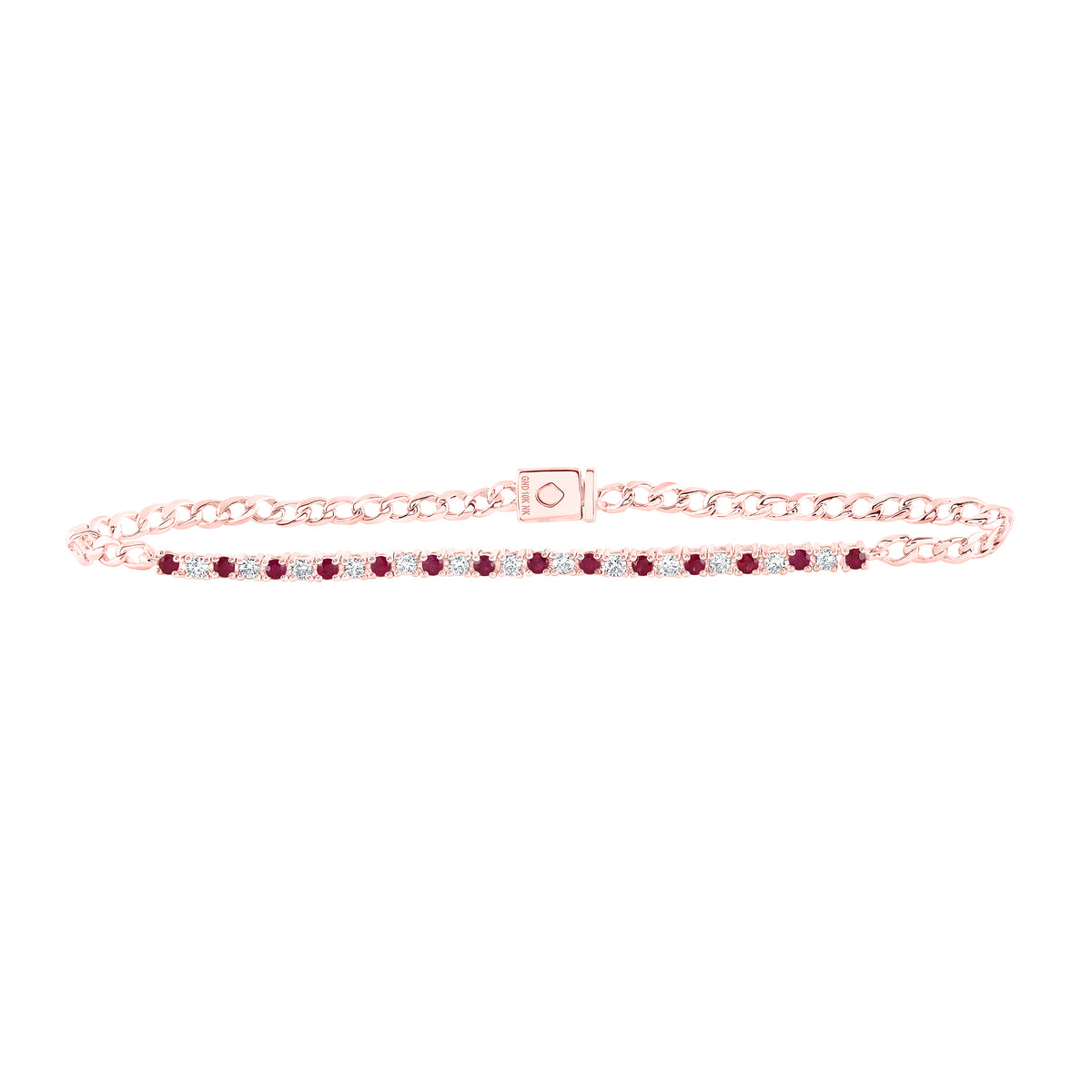 1/3CTW-DIA NK 1/2CTW-RUBY NATURAL GEM BRACELET (7 INCH)