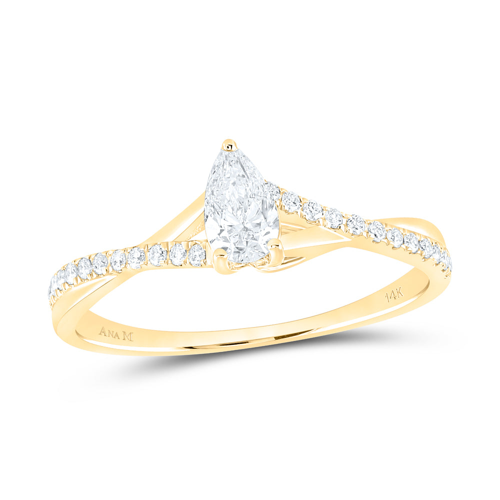 3/8CTW-DIA ANA M 1/3CT-CPEAR NO HALO ENGAGEMENT RING
