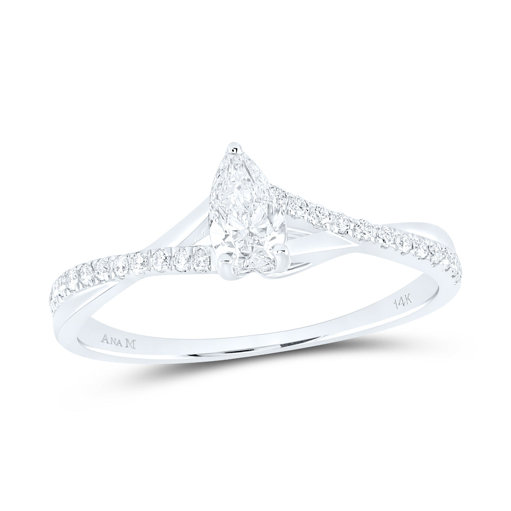 3/8CTW-DIA ANA M 1/3CT-CPEAR NO HALO ENGAGEMENT RING