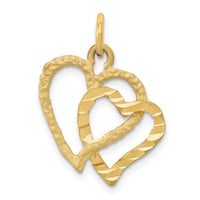 Load image into Gallery viewer, 14K Polished and Textured Double Heart Pendant
