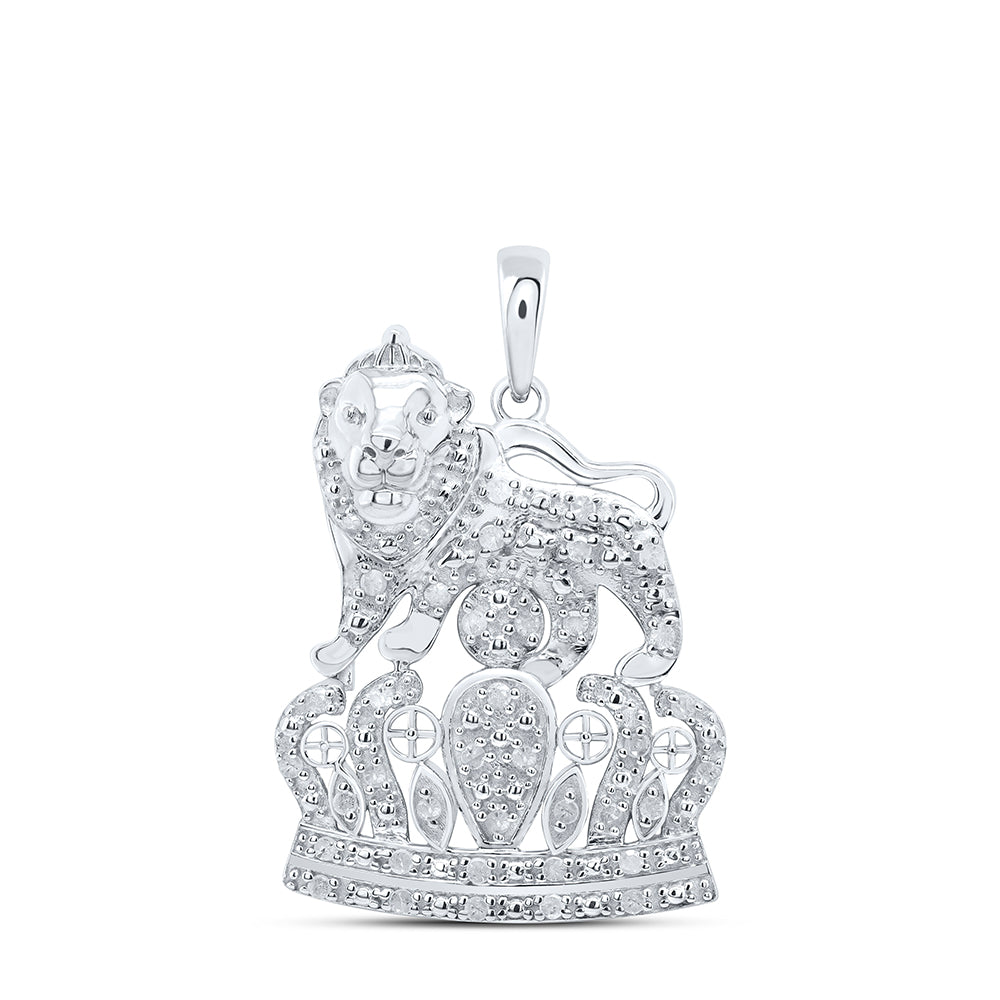 1/4CTW DIA P4 CROWN MENS "LION" CHARM