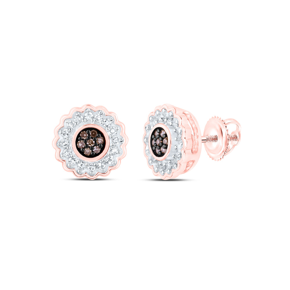 1/6CTW-DIA NK COGNAC ROUND EARRING
