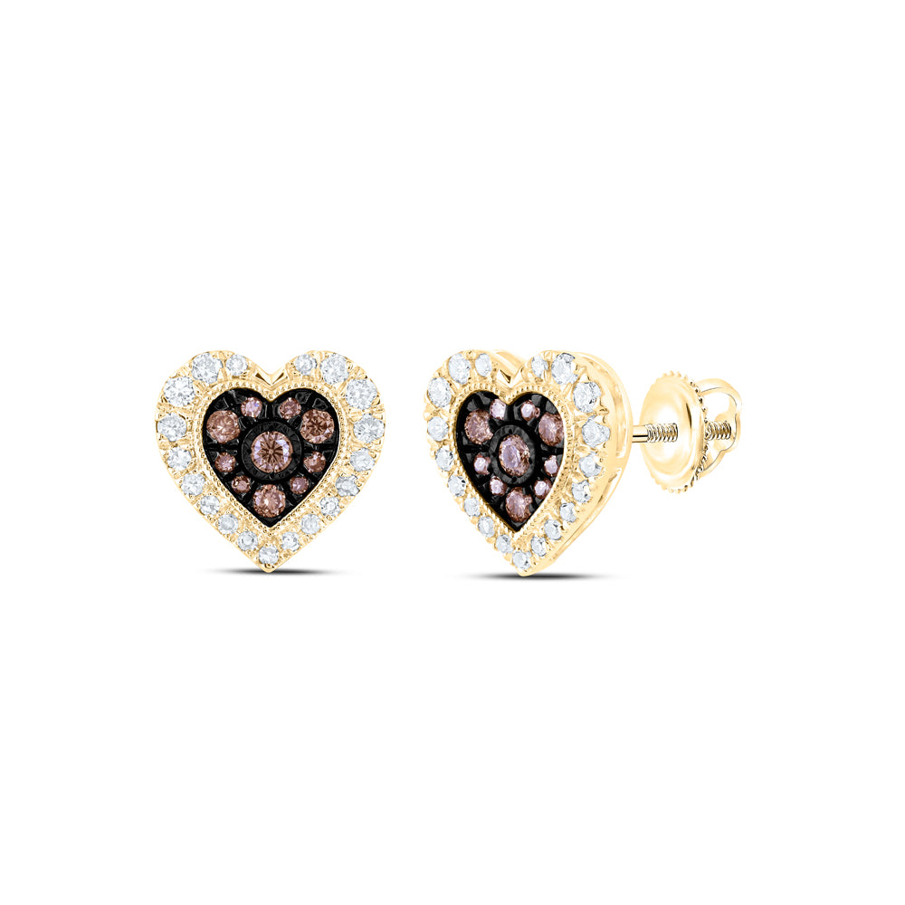 1/2CTW-DIA NK COGNAC HEART EARRING