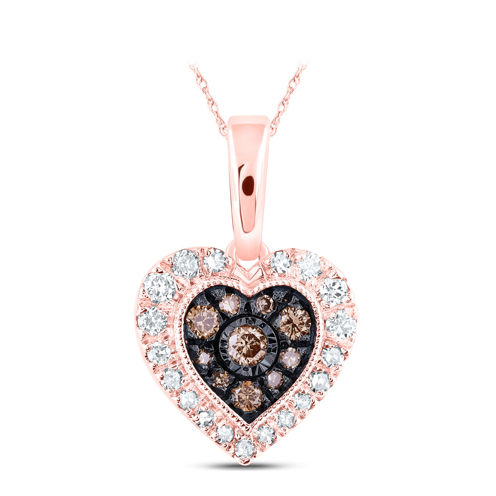1/4CTW-DIA NK COGNAC HEART PENDANT