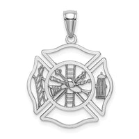Load image into Gallery viewer, 14K White Gold Fireman Shield Charm
