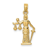 Load image into Gallery viewer, 14k 3-D Lady of Justice w/Moveable Scales Pendant
