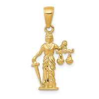 Load image into Gallery viewer, 14k 3-D Lady of Justice w/Moveable Scales Pendant
