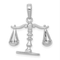 Load image into Gallery viewer, 14k White Gold 3-D Moveable Scales of Justice Pendant
