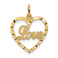 Load image into Gallery viewer, 14k LOVE Diamond-cut Heart Pendant
