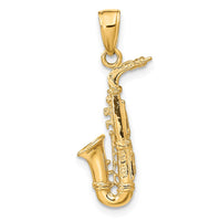 Load image into Gallery viewer, 14k 3-D Saxophone Pendant

