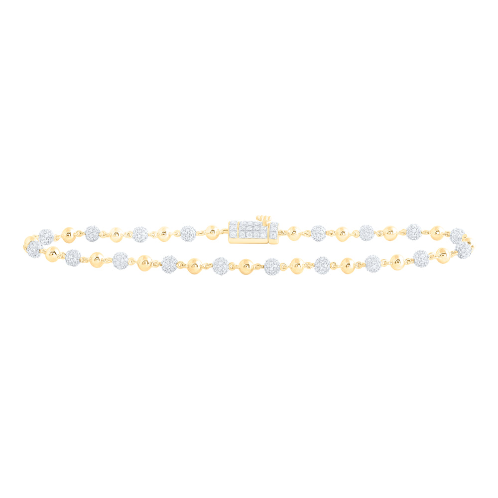 3CTW-DIA NK BALL MENS BRACELET (9 INCH)