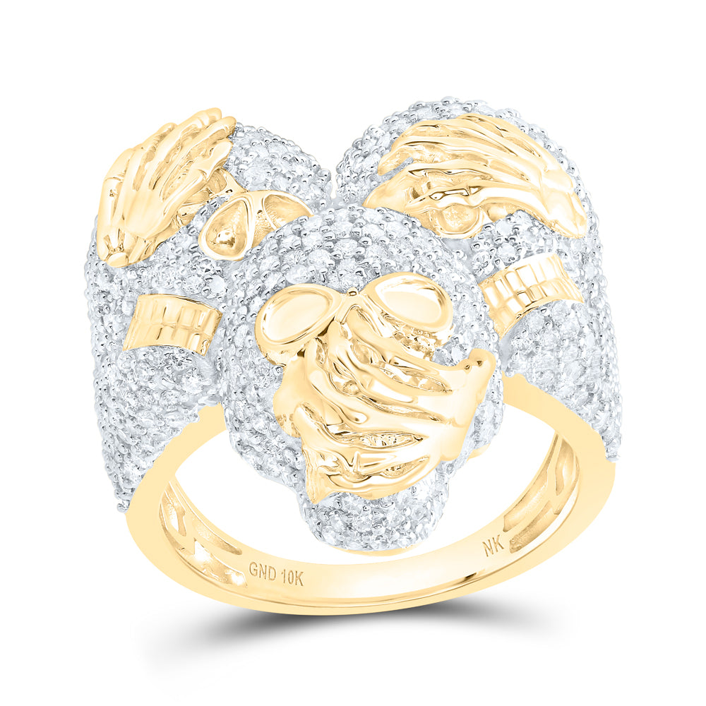 3 3/8CTW DIA NK SKULL MEN'S RING