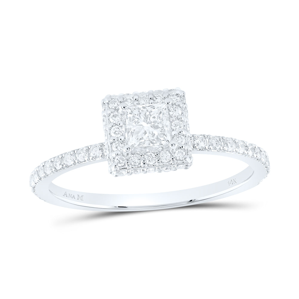 3/4CTW-DIA ANA M 1/3CT-CPR SINGLE HALO ENGAGEMENT  RING