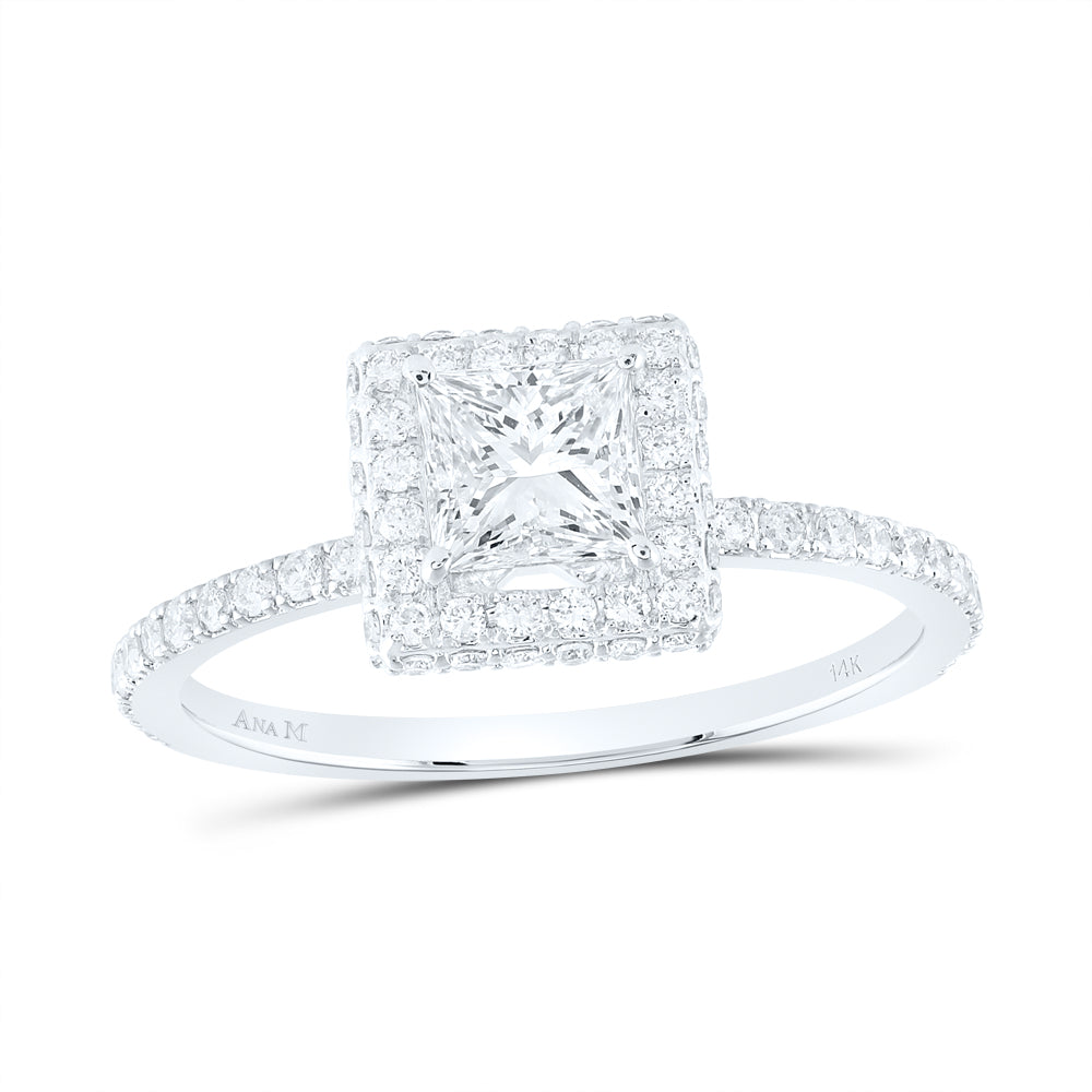 1 1/5CTW-DIA ANA M 3/4CT-CPR SINGLE HALO  ENGAGEMENT RING