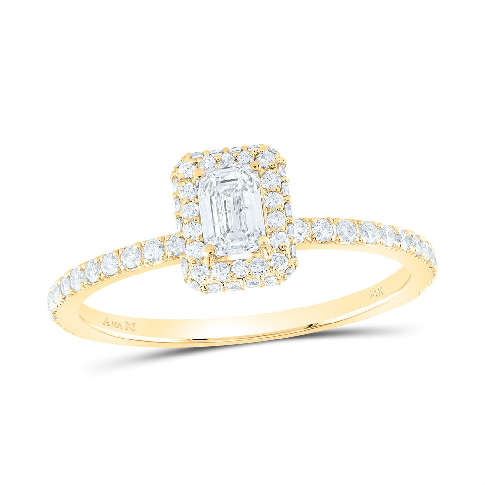 3/4CTW-DIA ANA M 1/3CT-CEM SINGLE HALO ENGAGEMENT  RING
