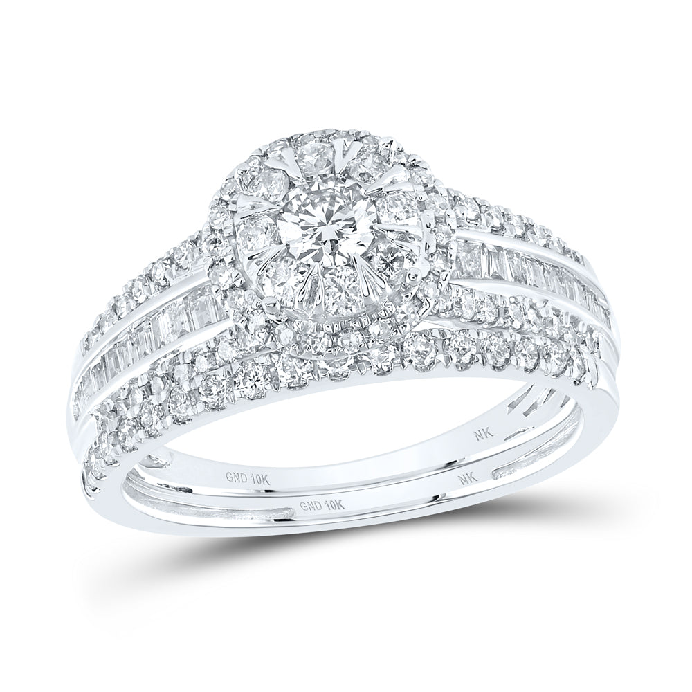 1CTW-DIA NK 1/5CT-CRD BRIDAL SET DOUBLE HALO