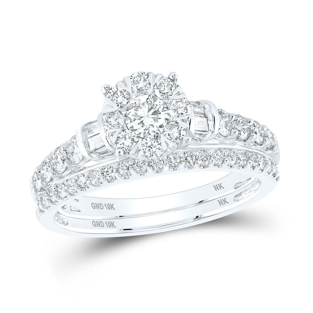 1CTW-DIA NK 1/5CT-CRD BRIDAL SET SINGLE HALO