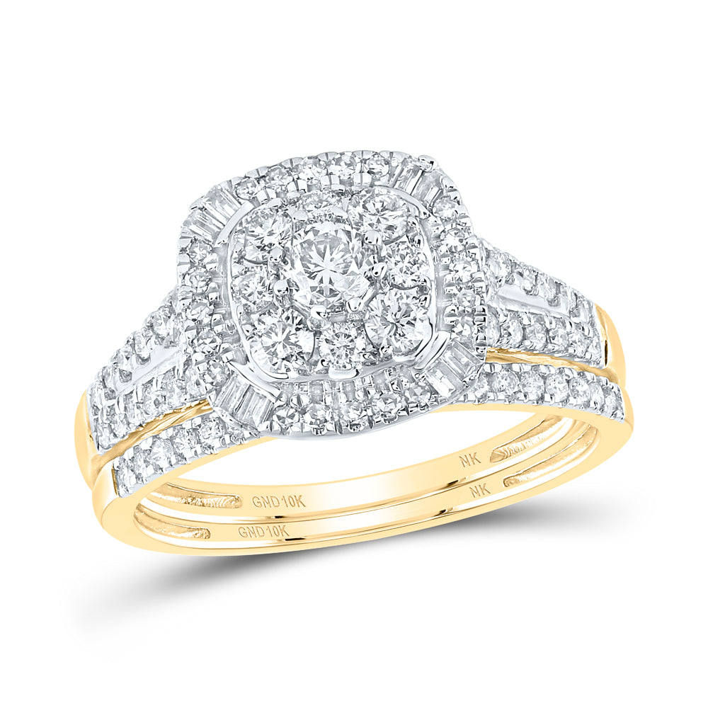 1CTW-DIA NK 1/5CT-CRD DUOBLE HALO BRIDAL SET