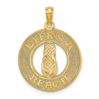 Load image into Gallery viewer, 14K LIFES A BEACH Circle W/Flip-Flop Charm

