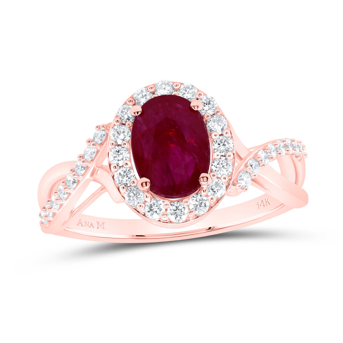 3/8CTW-DIA ANA M 8X6 MM RUBY-OVAL NAT GEM RING