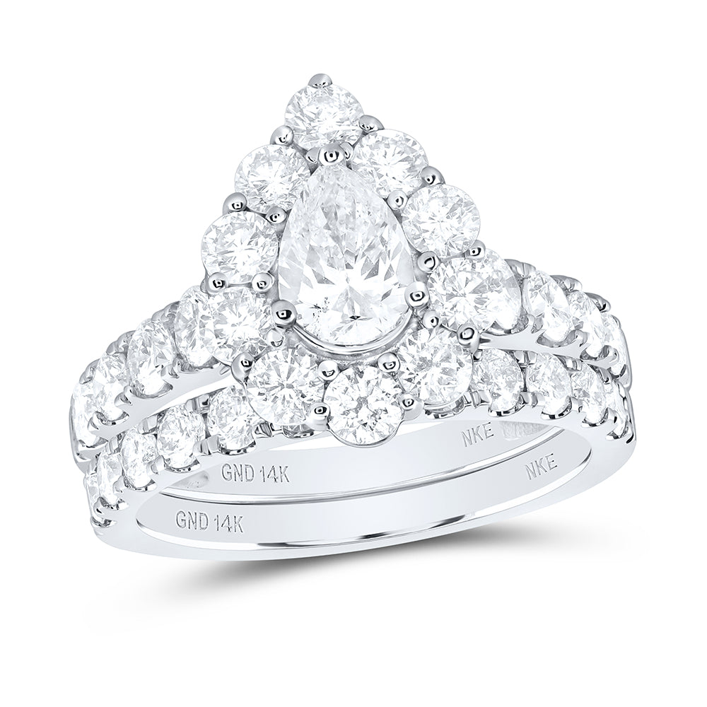 3CTW-DIA NKE 3/4CT-CPEAR BRIDAL SET SINGLE HALO NICOLE'S DREAM COLLECTION