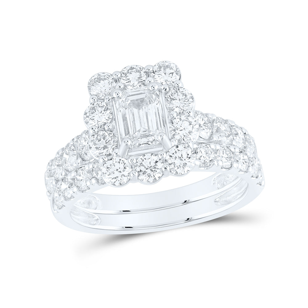 3CTW-DIA NKE 3/4CT-CEME BRIDAL SET SINGLE HALO