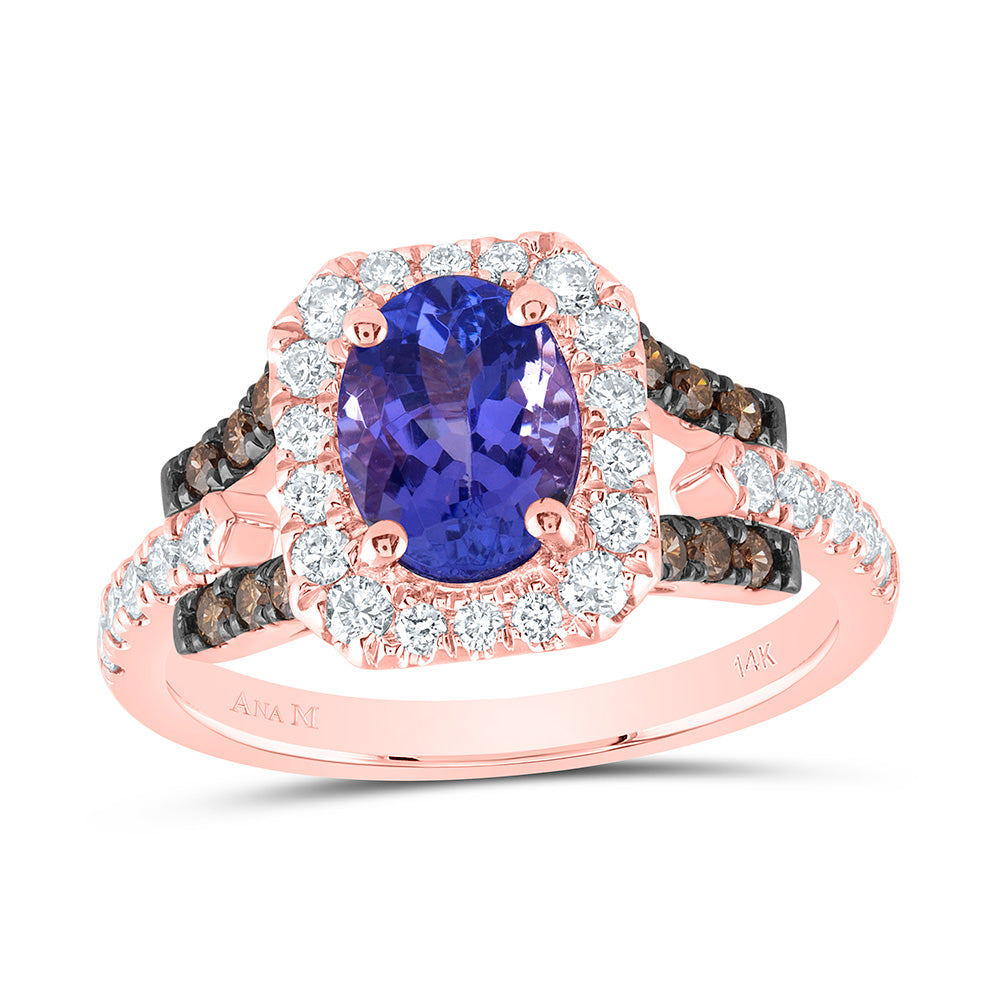 5/8CTW-DIA ANA M 8X6MM-TANZ OV NATURAL GEM RING