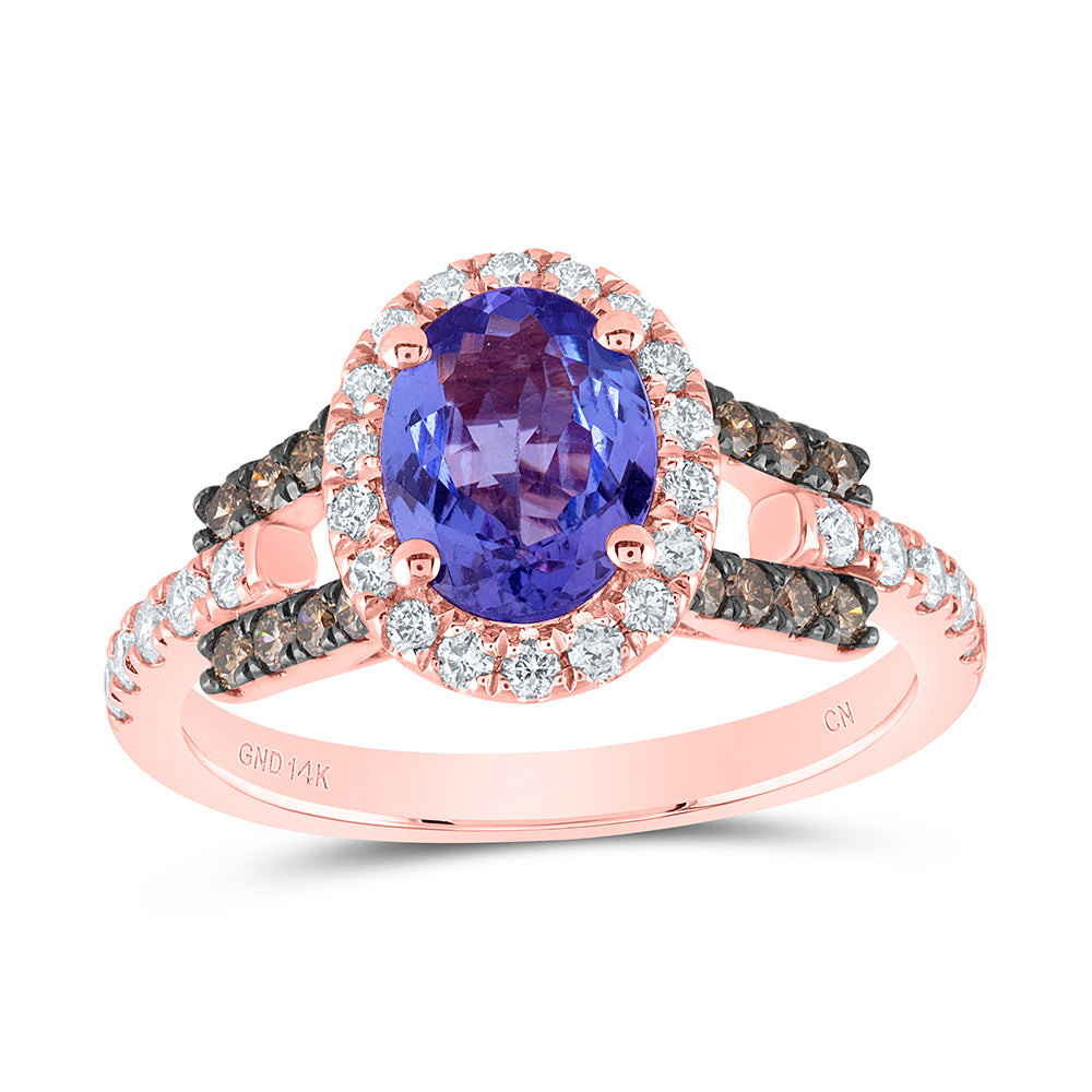 5/8CTW-DIA ANA M 8X6MM-TANZ OV NATURAL GEM RING