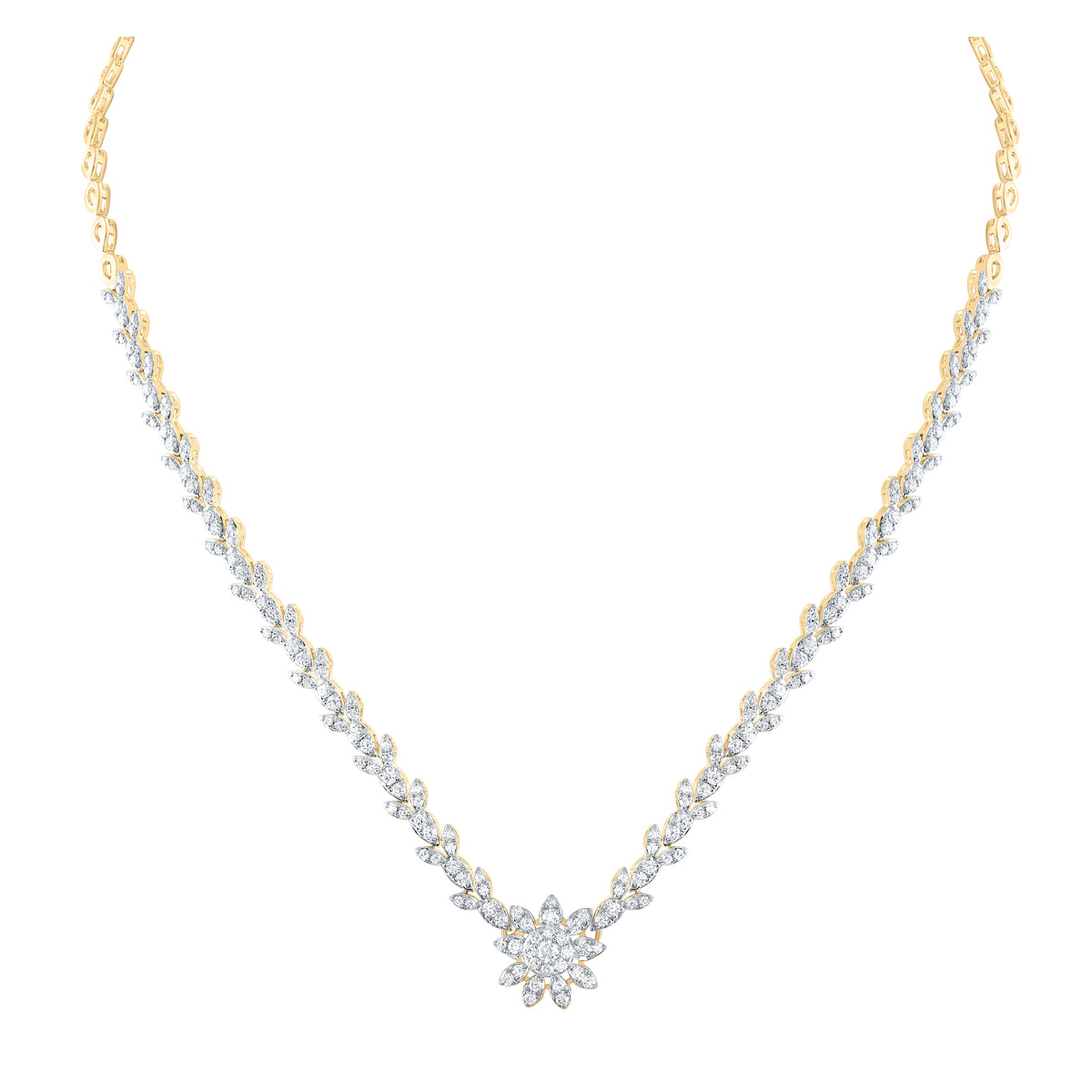 2 7/8CTW-DIA ANA M FLOWER FASHION NECKLACE (17 INCH)