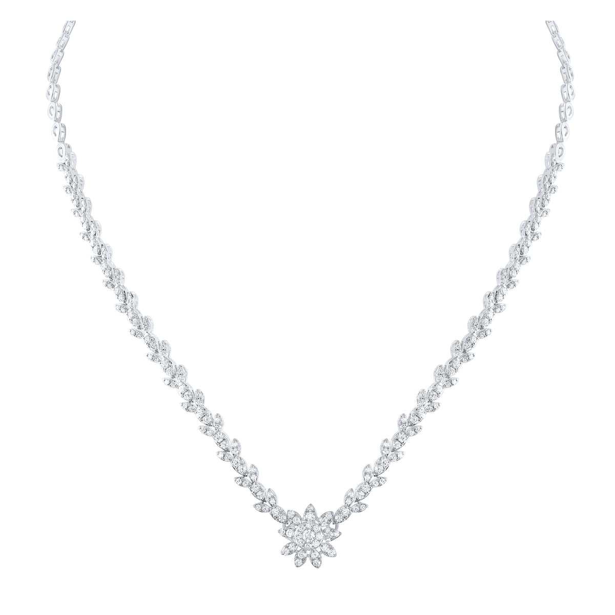 2 7/8CTW-DIA ANA M FLOWER FASHION NECKLACE (17 INCH)