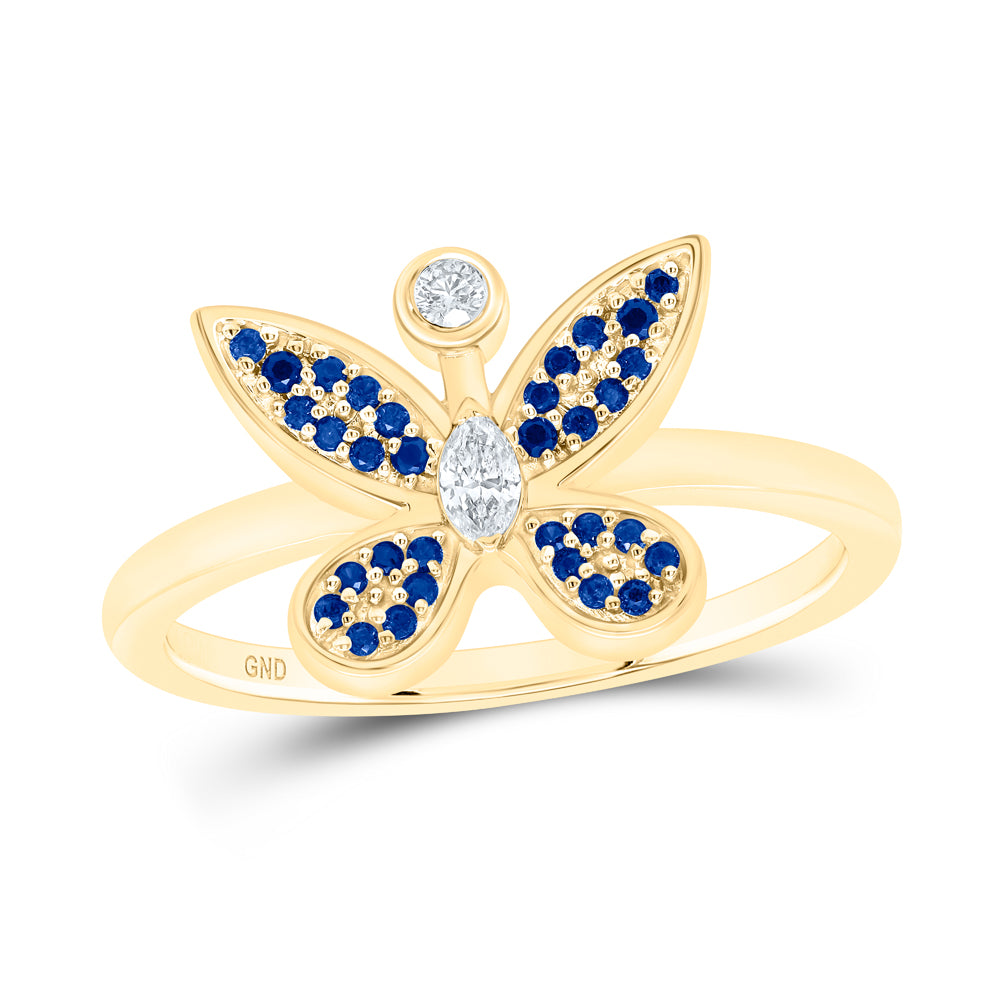 1/10CTW-DIA NK 1/10CT-SAPP BUTTERFLY RING