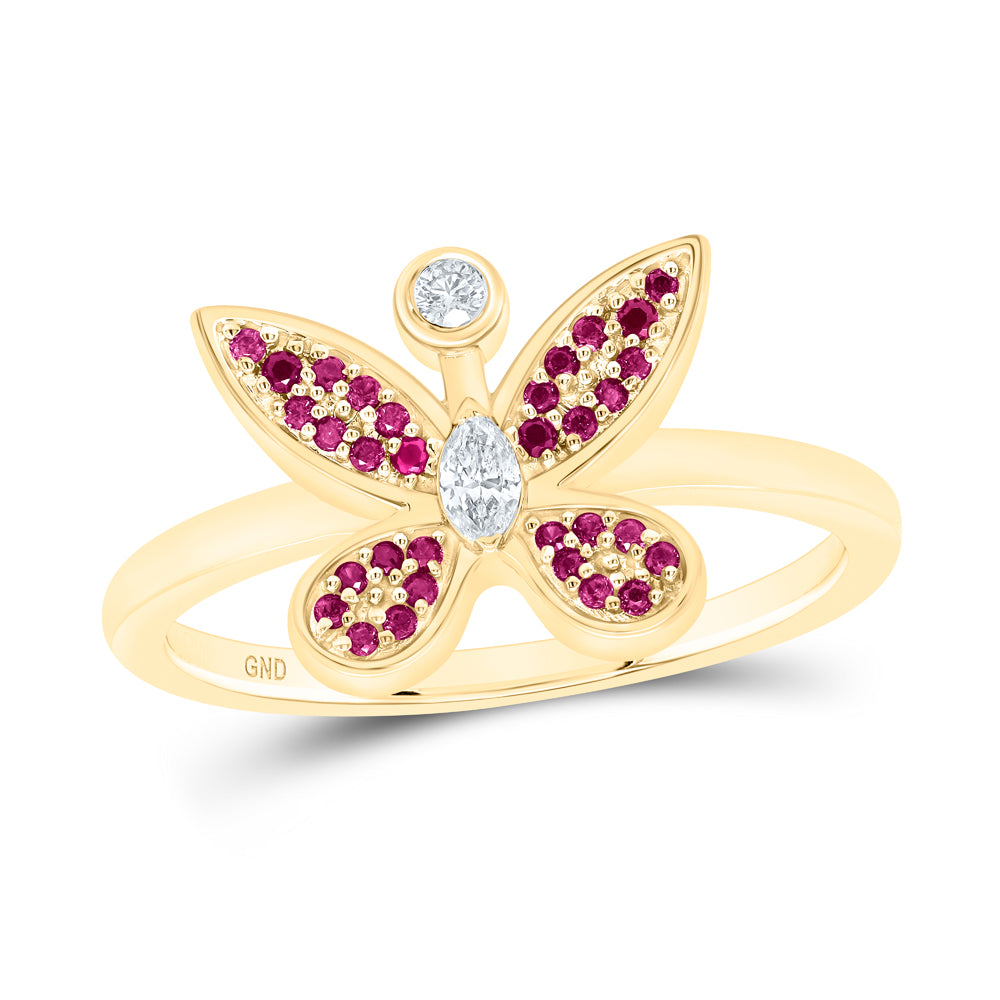 1/12CTW-DIA NK 1/8CT-RUBY BUTTERFLY RING
