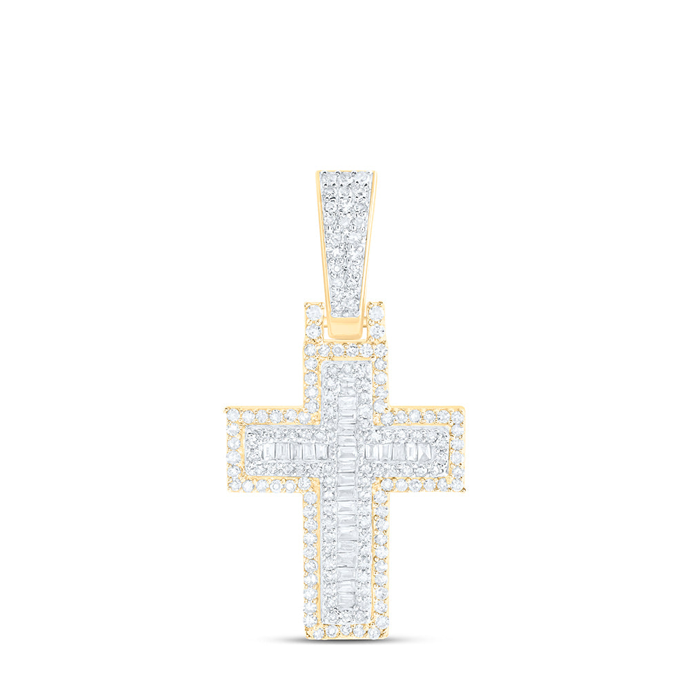 5/8 CTW-DIA NK CROSS MENS CHARM