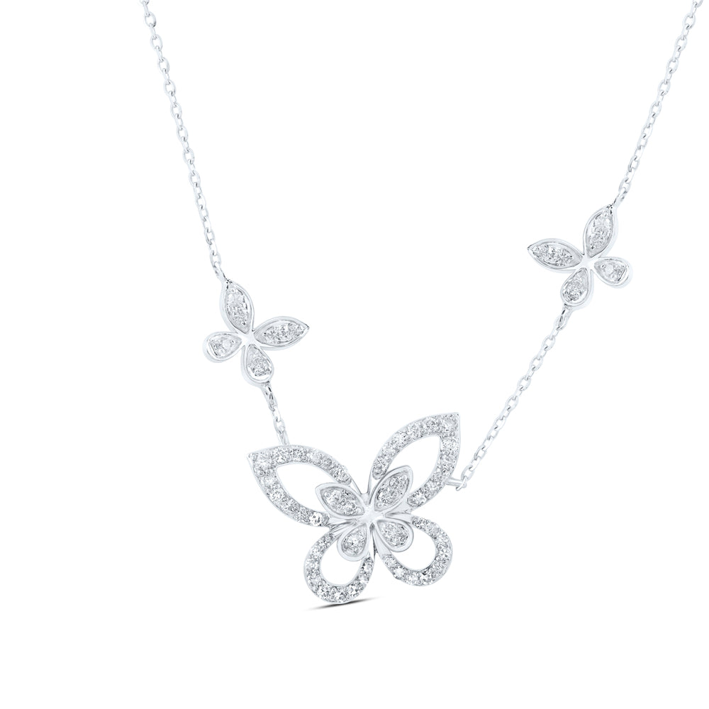 3/8CTW DIA NK BUTTERFLY FASHION NECKLACE (18 INCH)