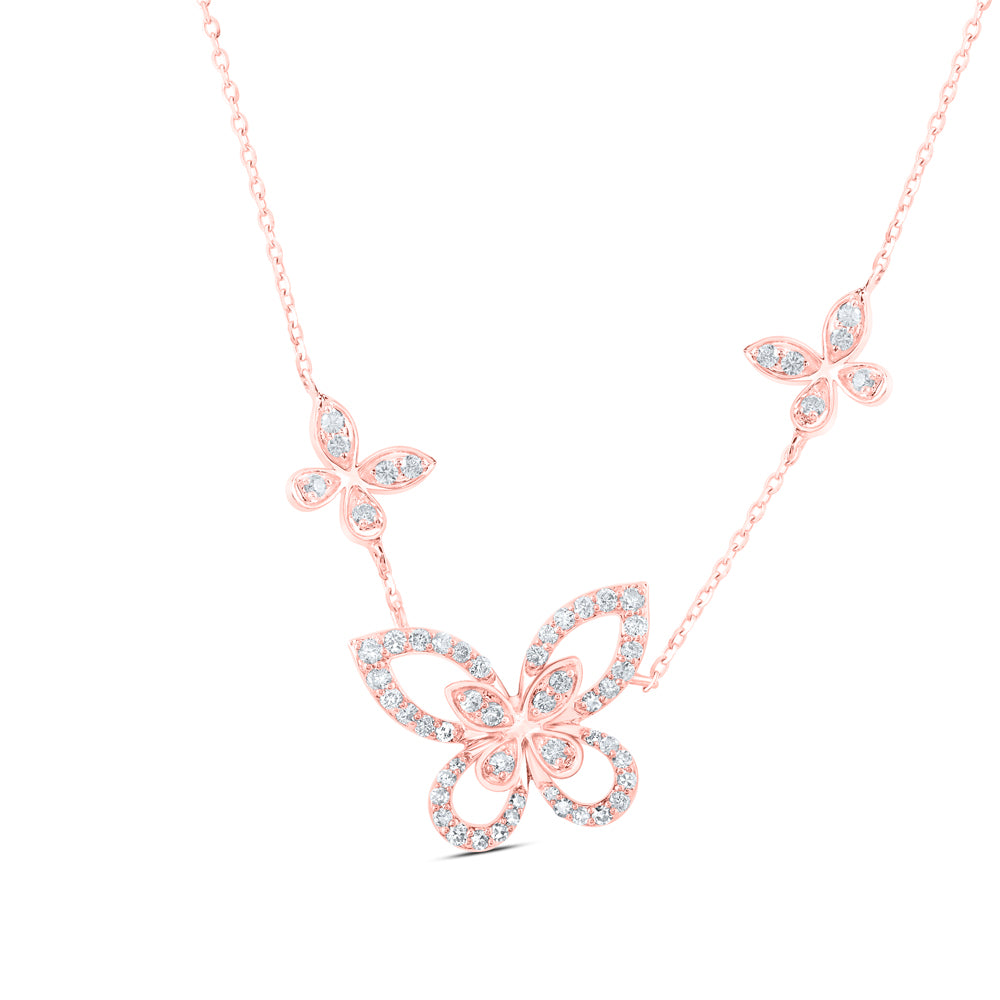 3/8CTW DIA NK BUTTERFLY FASHION NECKLACE (18 INCH)