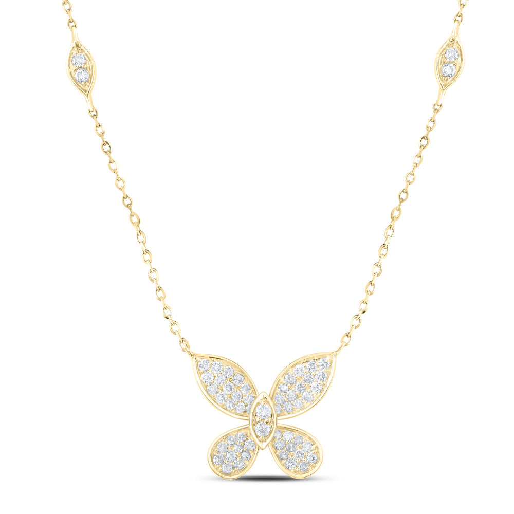3/8CTW DIA NK BUTTERFLY FASHION NECKLACE (18 INCH)