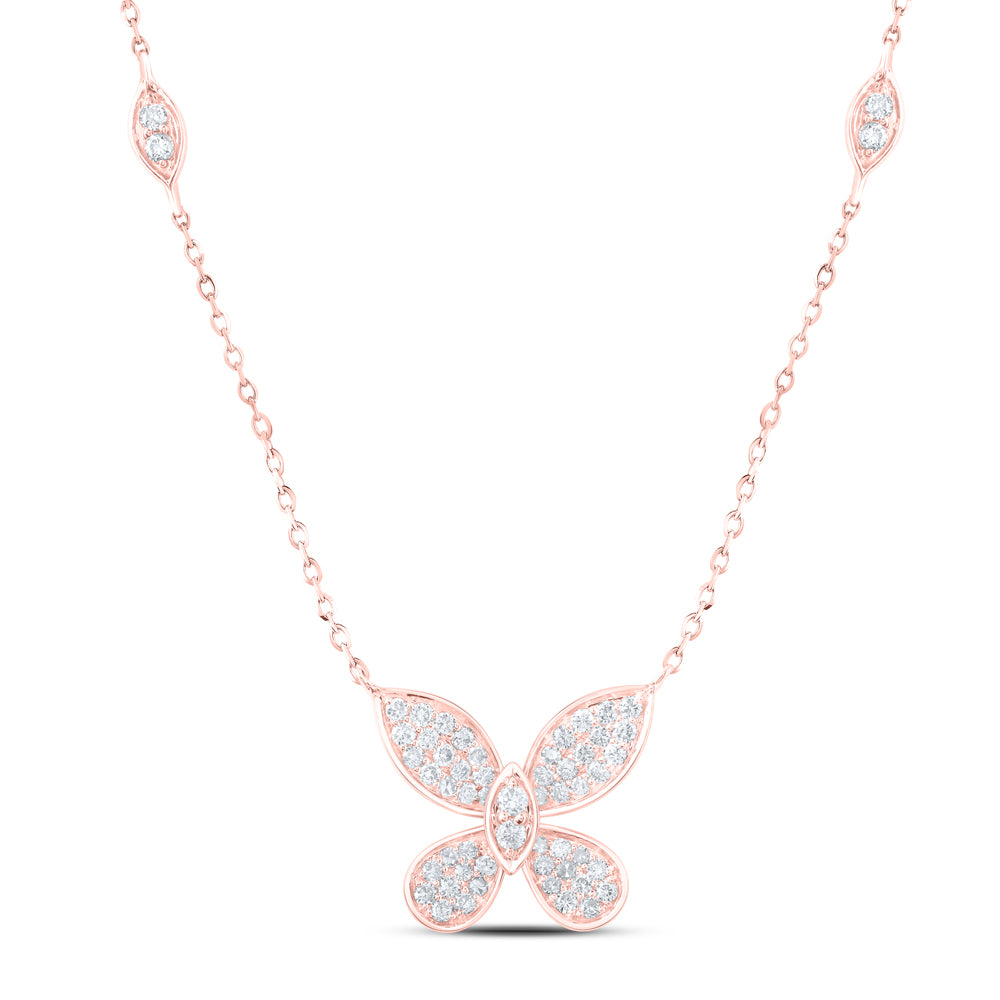 3/8CTW DIA NK BUTTERFLY FASHION NECKLACE (18 INCH)