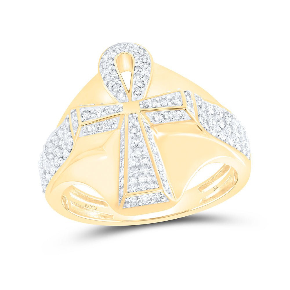3/4CTW-DIA NK ANKH MENS RING