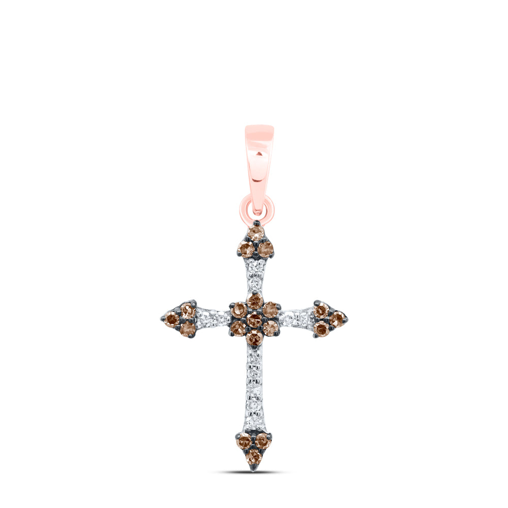 1/6CTW-DIA NK COGNAC CROSS PENDANT