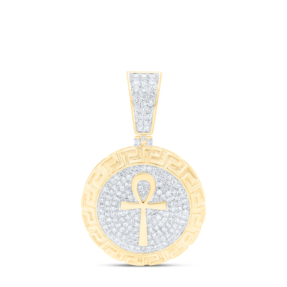1 CTW-DIA NK ANKH MENS CHARM