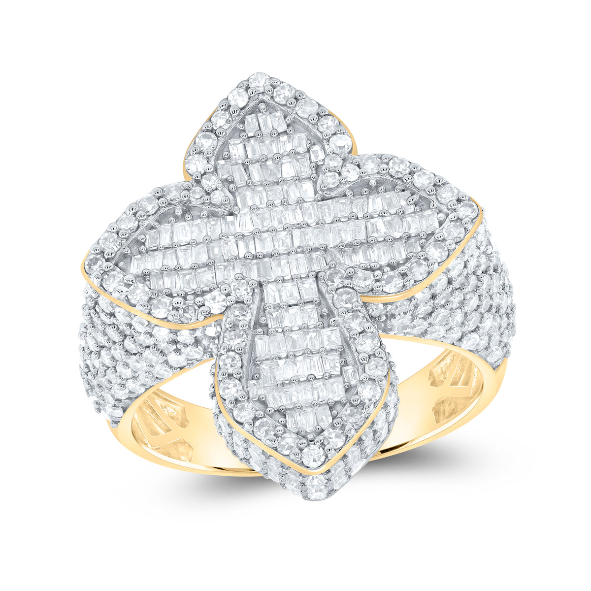 2 5/8CT-DIA NK MENS CROSS RING