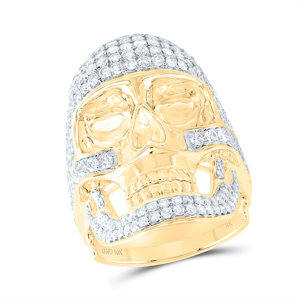 3 1/2CTW-DIA NK SKULL MENS RING