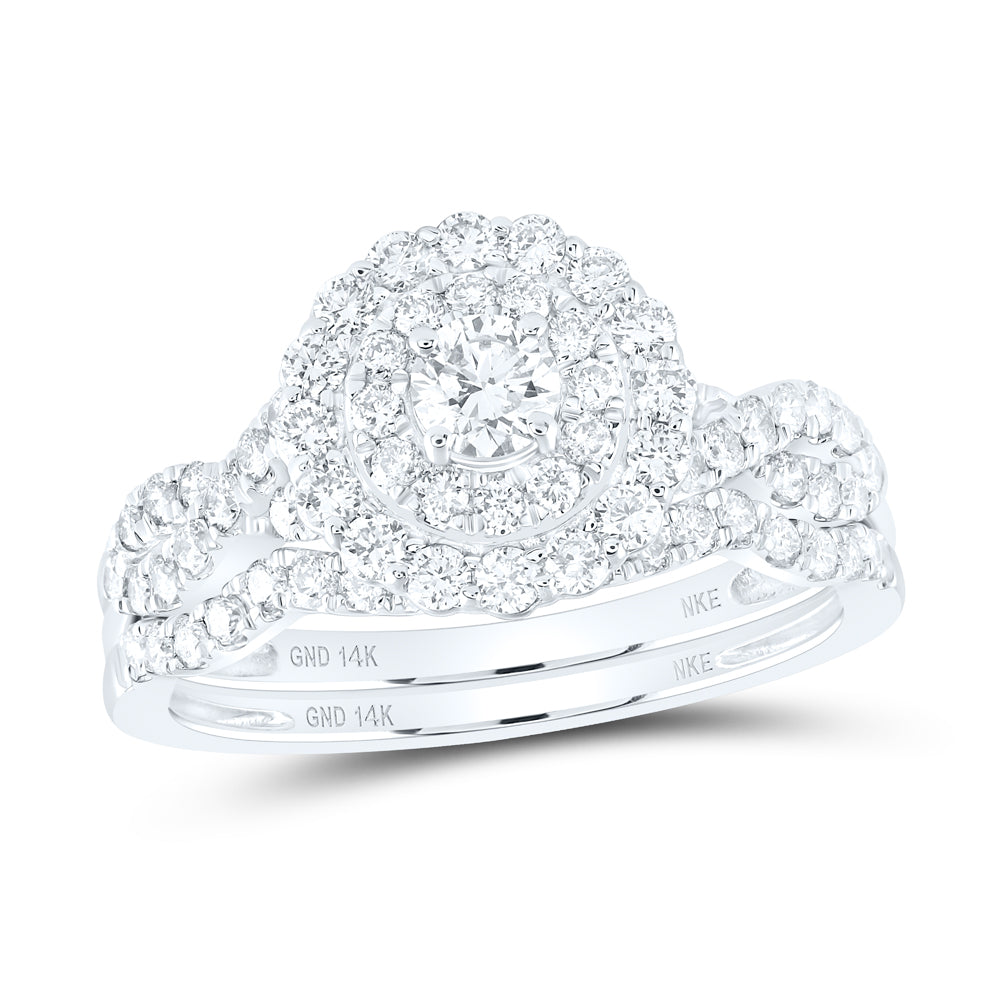 1CTW-DIA NKE 1/5CT-CRD BRIDAL SET DOUBLE HALO