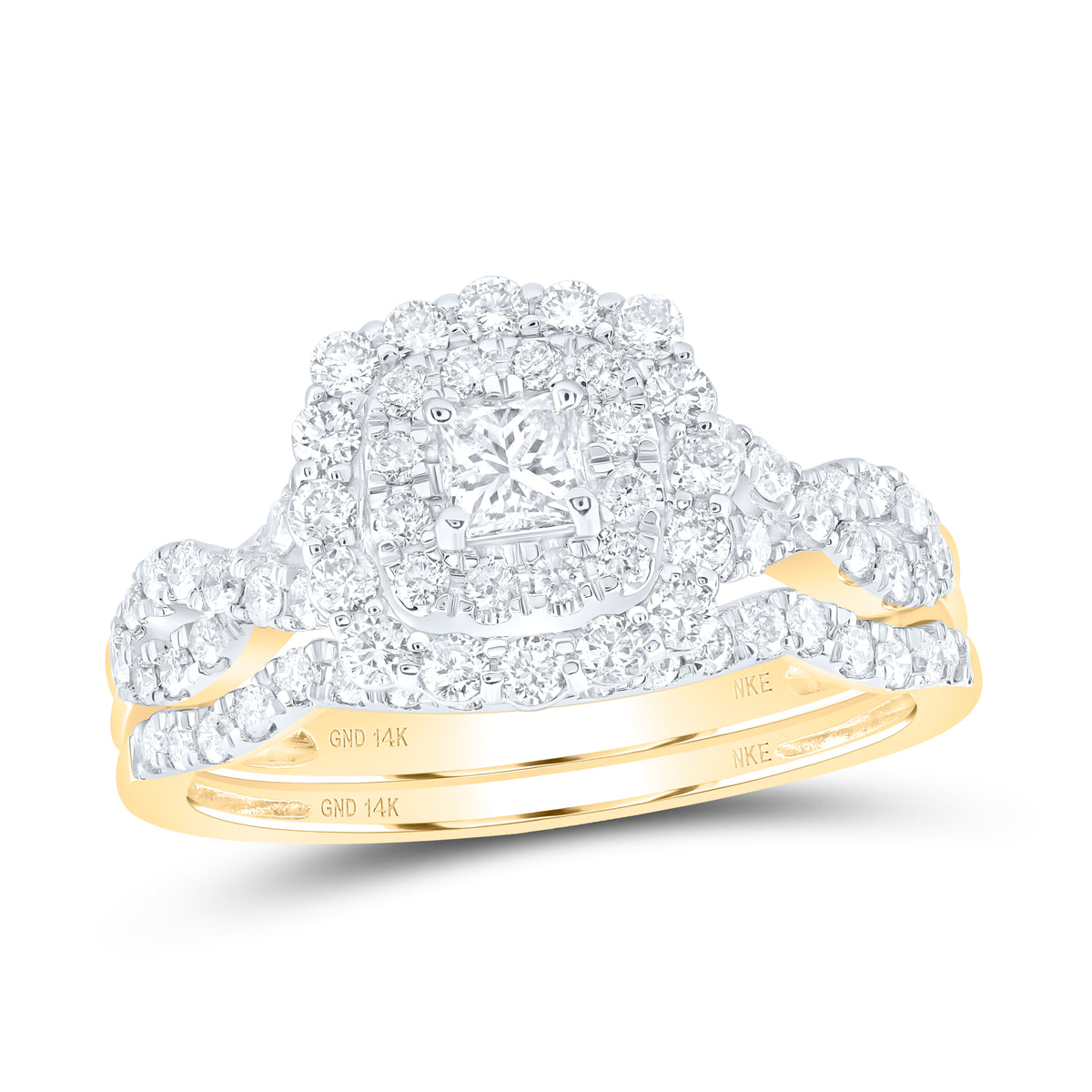 1CTW-DIA NKE 1/5CT-CPR BRIDAL SET DOUBLE HALO
