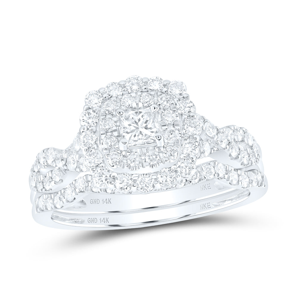 1CTW-DIA NKE 1/5CT-CPR BRIDAL SET DOUBLE HALO