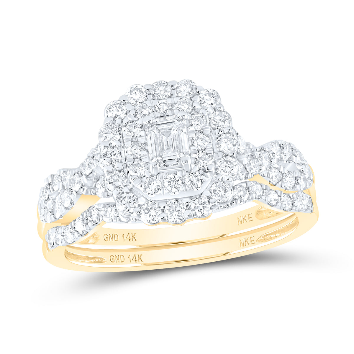 1CTW-DIA NKE 1/5CT-CEM BRIDAL SET DOUBLE HALO