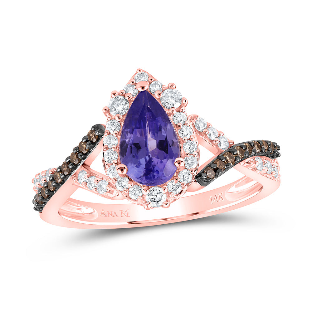 3/8CTW-DIA ANA M 8X5MM TANZ PEAR NATURAL GEM RING