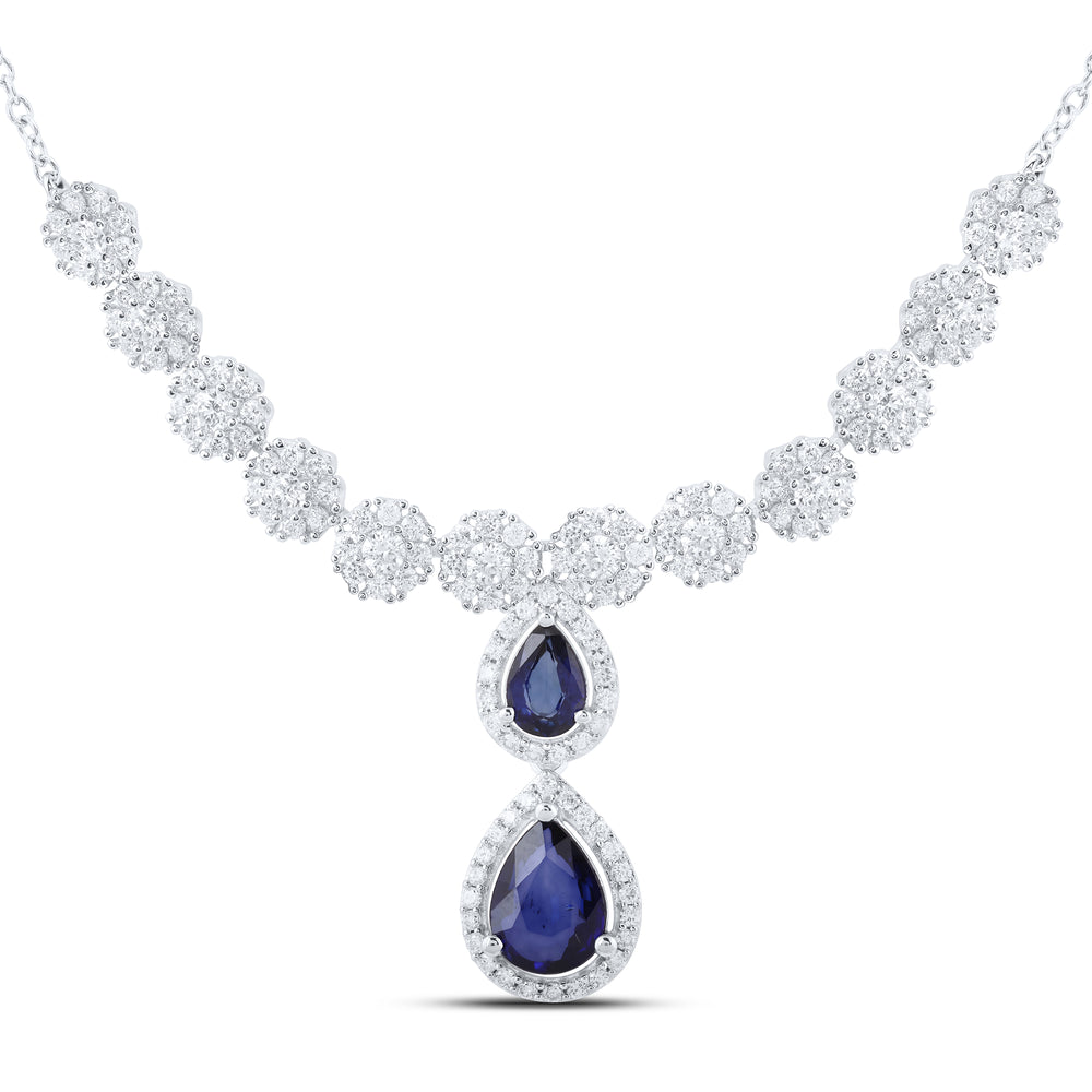1 5/8CTW-DIA ANA M 1 3/4CT PEAR-SAPP NAT GEM NECKLACE (16-INCH)