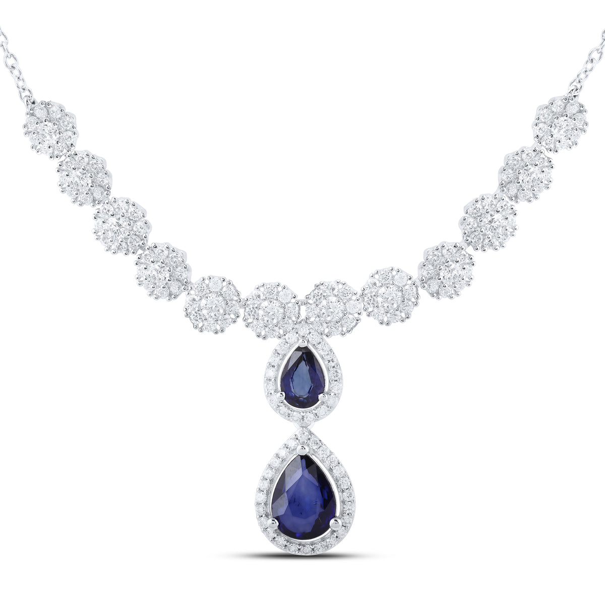 1 5/8CTW-DIA ANA M 1 3/4CT PEAR-SAPP NAT GEM NECKLACE (16-INCH)