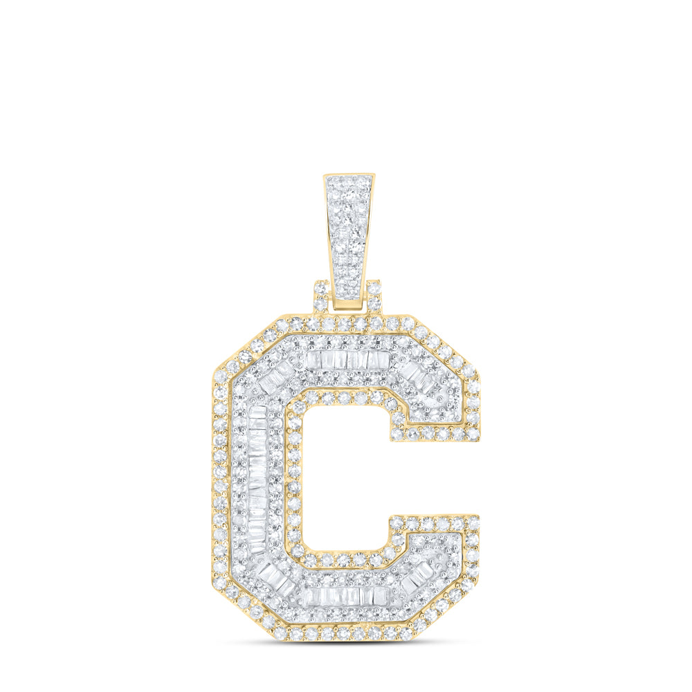 1CTW-DIA NK INITIAL "C" MENS PENDANT